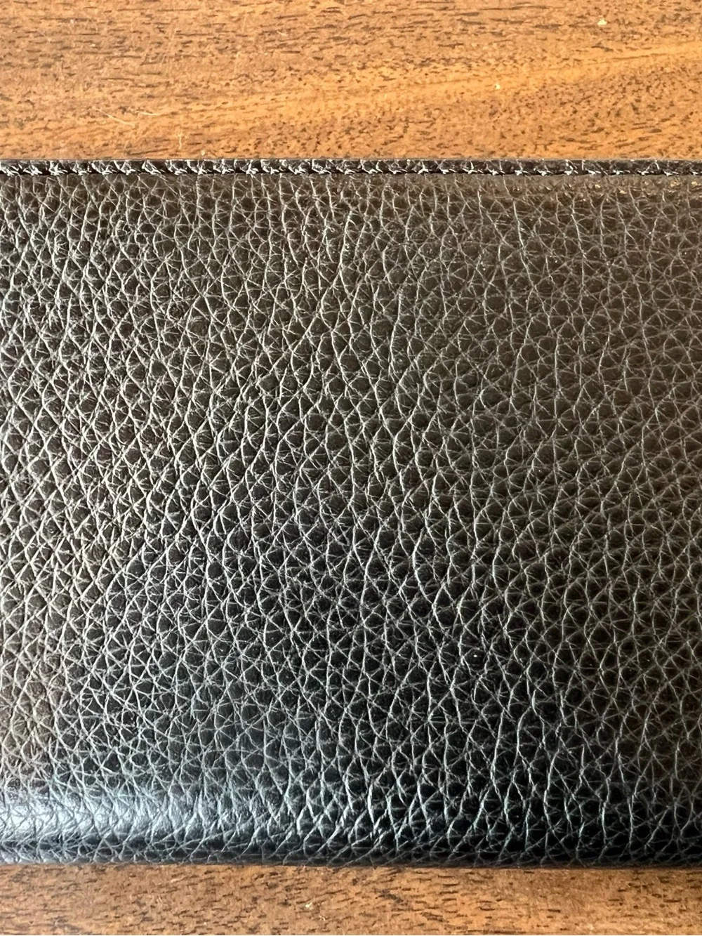 Coach Black Pebbled Leather Zip Around Wallet with Gold Coach Logo